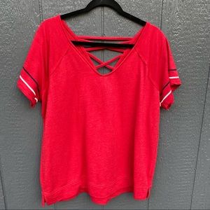 Maurices Red Short Sleeve Cross Back Top XXL